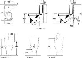 V&B Stand-WC O.NOVO ti., 360x670mm Abgang senkrecht we