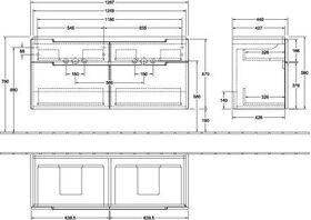 V&B Waschtischunterschrank SUBWAY 2.0 1287x590x449mm Black Matt Lacquer