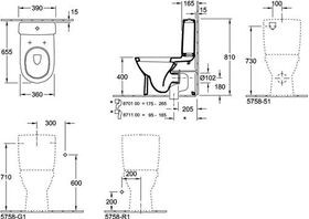 V&B Stand-WC O.NOVO ti., 360x650mm, für Kombination we C+