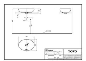 TOTO WU Aufsatzwaschtisch 550mm o Hahnloch mit Überlauf rund we