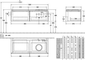 V&B Waschtischunterschrank LEGATO 1200x380x500mm m Be Glossy White