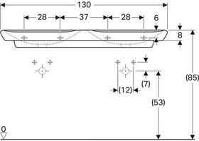 Geberit Doppelwaschtisch MYDAY 1300x480mm o ÜL mit Hahnloch weiß KT