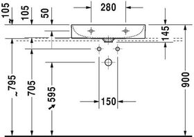 Duravit Waschtisch DURASQUARE o ÜL m HLB geschli 600x470mm o HL weiß