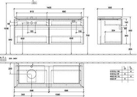 V&B Waschtischunterschrank LEGATO 1400x550x500mm Glossy White