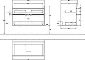 V&B Waschtischunterschrank VENTICELLO 953x590x502mm Griff Copper Glossy White