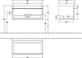 V&B Waschtischunterschrank VENTICELLO 953x420x502mm Griff Copper Glossy Grey