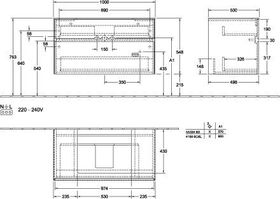 V&B Waschtischunterschrank COLLARO 100x54,8x50cm WT mttg m LED-B. Soft Grey