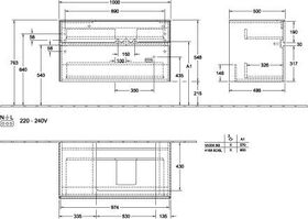 V&B Waschtischunterschrank COLLARO 100x54,8x50cm WT re m LED-B. bl ma lacq.