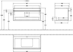 V&B Waschtischunterschrank VENTICELLO 957x436x502mm Griff chr White Wood