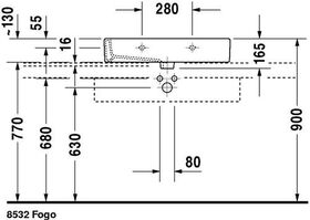 Duravit Waschtisch VERO m ÜL HLB 700x470mm geschli 1 HL weiß