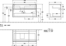 V&B Waschtischunterschrank COLLARO 100x54,8x50cm WT li m LED-B. Soft Grey