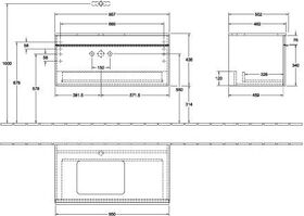 V&B Waschtischunterschrank VENTICELLO 957x436x502mm Griff white Glossy White