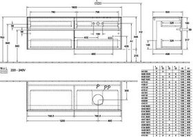 V&B Waschtischunterschrank COLLARO 160x54,8x50cm WT re m LED-B. Kansas Oak