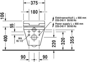 Duravit Wand-WC DURASTYLE tief, 370x620mm, SensoWash weiß