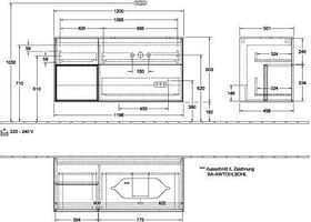 V&B Waschtischunterschrank FINION 1200x603x501mm Regalele. wh Matt Peony