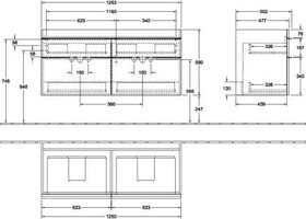 V&B Waschtischunterschrank VENTICELLO 1253x590x502mm Griff Copper White Matt