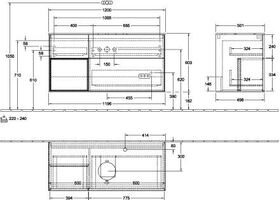 V&B Waschtischunterschrank FINION 1200x603x501mm Regal glos. wh glos. wh