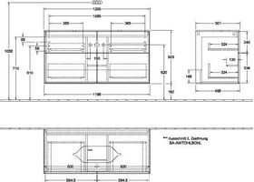 V&B Waschtischunterschrank FINION 1200x603x501mm Abdpl Glas bl ma Wln ven