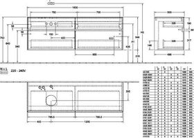 V&B Waschtischunterschrank COLLARO 160x54,8x50cm WT li m LED-B. glos. White