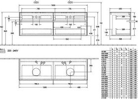 V&B Waschtischunterschrank COLLARO 160x54,8x50cm m LED-B. White Wood