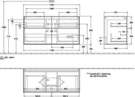 V&B Waschtischunterschrank FINION 1200x603x501mm Abdpl Glas wh ma Wln ven