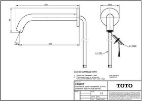 TOTO Automatikarmaturenauslauf UP rund, 2 l/min, Ausladung 225mm chrom