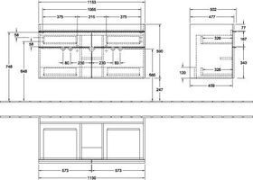 V&B Waschtischunterschrank VENTICELLO 1153x590x502mm Griff chr White Wood