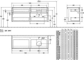 V&B Waschtischunterschrank COLLARO 140x54,8x50cm WT re m LED-B. White Wood