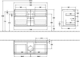 V&B Waschtischunterschrank FINION 1200x603x501mm AP Gl bl ma gls wh lacq.