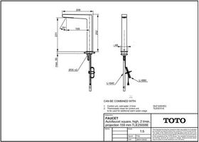 TOTO Automatikarmaturenauslauf eckig, 2 l/min, Ausladung 159mm chrom