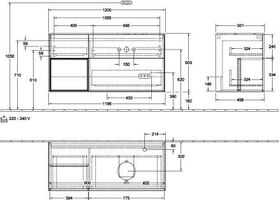 V&B Waschtischunterschrank FINION 1200x603x501mm Regal glos. wh glos. wh