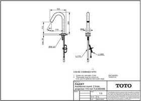 TOTO Automatikarmaturenauslauf rund, 2 l/min, Ausladung 115mm chrom