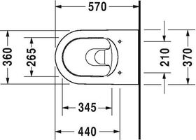 Duravit Wand-WC ME by Starck tief, 370x570mm weiß/weiß seidenmatt WG