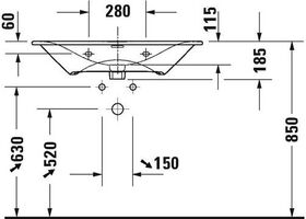 Duravit Waschtisch VIU 830x490mm m ÜL m HLB 3 HL weiß WG