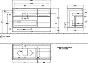 V&B Waschtischunterschrank FINION 1200x603x501mm Regalele. bl ma anthr. ma