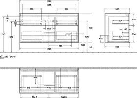 V&B Waschtischunterschrank FINION 1200x603x501mm AP Glas bl ma bl ma lacq.