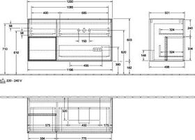 V&B Waschtischunterschrank FINION 1200x603x501mm Regalele. glos. wh bl ma