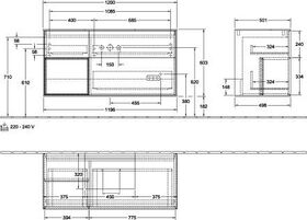 V&B Waschtischunterschrank FINION 1200x603x501mm Regalele. Gold Matt Peony