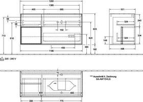 V&B Waschtischunterschrank FINION 1200x603x501mm Regalele. glos. wh bl ma