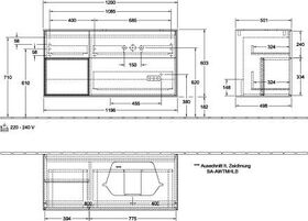 V&B Waschtischunterschrank FINION 1200x603x501mm Regal Wln ven glos. wh