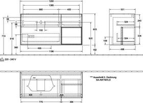 V&B Waschtischunterschrank FINION 1200x603x501mm Regal Wln ven glos. wh