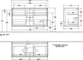 V&B Waschtischunterschrank FINION 1200x603x501mm AP Glas bl ma wh ma lacq.