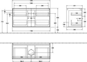 V&B Waschtischunterschrank FINION 1200x603x501mm AP Gl bl ma gls wh lacq.