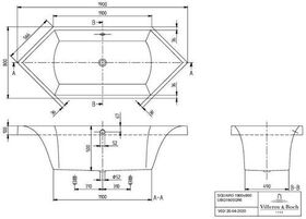 V&B Whirlpoolsystem SQUARO m BW 6eck 190x80 Tech. Pos 1 we