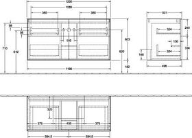 V&B Waschtischunterschrank FINION 1200x603x501mm AP Glas wh ma anthr. ma