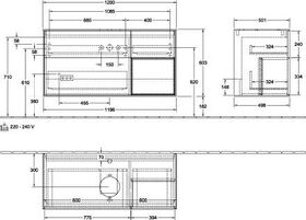 V&B Waschtischunterschrank FINION 1200x603x501mm Regal glos. wh glos. wh