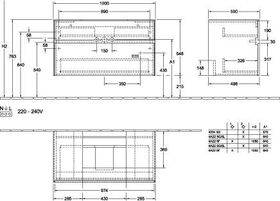 V&B Waschtischunterschrank COLLARO 100x54,8x50cm WT mttg m LED-B. glos. w