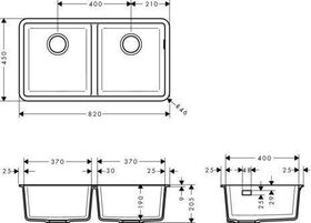 HG Unterbauspüle 370/370 S510-U770 betongrau