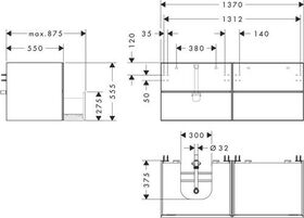 HG Waschtischunterschrank Xevolos E 1370x555x550mm Ko sch-gr ma Fr bro Struk