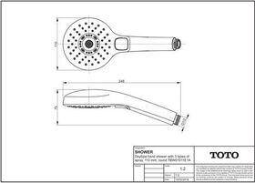 TOTO Handbrause 110mm, rund, 3 Strahlarten we/chrom